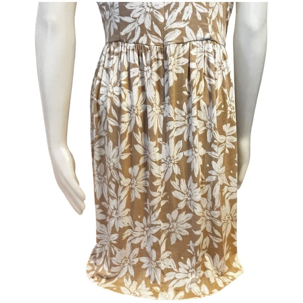 Women's Loft Stretch Jersey Tank Sun Dress, MP, Tan White Floral Print - Picture 14 of 16